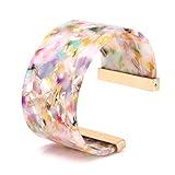 FAERLIIRY Cuff Bracelet for Women Acrylic Resin Bracelets Statement Bangle Bracelet Adjustable Bracelet Wide Chunky Bracelets for Women (Floral)