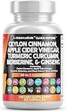 Clean Nutraceuticals Ceylon Cinnamon 3000mg Turmeric 3000mg Apple Cider Vinegar 3000mg Ginseng 2000mg Berberine 1200mg Plus Bitter Melon Gymnema Milk Thistle Fenugreek