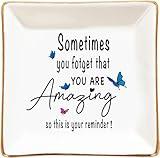 LZBALUYO Gifts for Women Mom Friend Sister Bestie -You are Amazing, this is your reminder! White 4x4x1 inches Ring Dish Jewelry Tray, Inspirational Birthday, Mothers Day, Graduation, Christmas Gifts