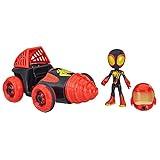 Marvel Spidey and His Amazing Friends Web-Spinners Miles with Drill Spinner, Car Playset with Vehicle, 4-Inch Scale Action Figure and Accessory, Toy Cars for Kids 3 and Up