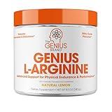 Genius L-Arginine Nitric Oxide Powder - Fermented L- Arginine Nutritional Supplements & Nitric Oxide Booster - Pre Workout, Natural Muscle Builder - 30 Servings, Lemon