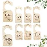 ROPCIA Boho Baby Closet Dividers, 8 Pcs Beautiful Wooden Baby Closet Dividers for Clothes, Double-Sided Baby Clothes Size Hanger Organizer from NB to 24 M - Adorable Nursery Decor