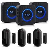 Door Chime SanJie Wireless Door Sensor for Business Home Office When Entering Door Sensor Chime with 800Ft Range 55 Chimes 5 Volume Levels Adjustable Number Display(3 Receiver & 3 Sensor)