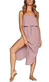 NERLEROLIAN Women's Adjustable Strappy Split Summer Beach Casual Midi Dress…………