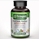 HERBOGANIC Black Seed, Moringa and Flaxseed Oil Softgels Capsules - 90 Count - blended with other herbal products-Supports overall health wellness and immunity.