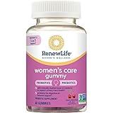 Renew Life Women's Care Cherry Prebiotic and Probiotic Gummies, Digestive, Urinary Tract and Immune Health, B. Coagulans and B. Subtilis, Dairy, Soy and gluten-free, 2 Billion CFU 48 Count