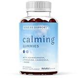 Calm Gummies for Teens with Stress Relief Supplement | 5-in-1 Calm Sleep Gummies with Theanine, Ashwagandha, GABA, Chamomile & Lemon Balm | Natural Raspberry Flavor, Non-GMO, Third-Party Tested | 60ct