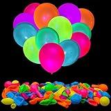 100 Pcs UV Neon Balloons ,Neon Glow Party Balloons UV Black Light Balloons Glow in the dark for Birthday Decorations Wedding Glow Party Supplies Blacklight Reactive Fluorescent Balloons