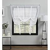 Exclusive Home Curtains Belgian Sheer Rod Pocket Tie Up Shade, 54x63, White (EH8455-01-1-63R)