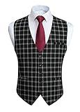 HISDERN Men's Suit Vest Black Vest Formal Plaid Dress Waistcoat for Men Business Slim Fit Vests with 3 Pocket Vest for Suits or Tuxedo