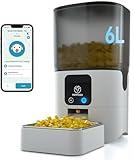 PAPIFEED 5G WiFi Automatic Cat Feeders: Smart Automatic Cat Food Dispenser with Slow Feeding Mode, Detachable for Easy Cleaning, Pet Feeder with Alexa, 1-30 Meals Per Day for Multiple Pets (6L/25 Cup)