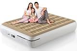 Ezyrest 13 Inches Air Mattress Queen with Built in Pump, Inflatable Mattress for Camping & Guest, Blow Up Mattress with Soft Flocked Top, Foldable Queen Air Mattress with Built in Pump Beige and White