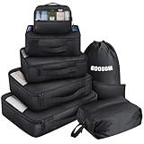 Packing Cubes for Travel - 8 Set of Packing Cubes for Suitcases - Packing Cubes for Carry on Suitcase Organizer Bags Set for Travel Accessories, Travel Bags Organizer for Luggage (Black)