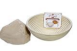 Saint Germain Bakery Premium Round Bread Banneton Basket with Liner - Perfect Brotform Proofing Basket for Making Beautiful Bread (9 inch)