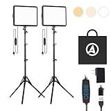 2-Pack LED Photography Lighting Kit, Arsoer 15W Bi-Color Video Light Kit, 2800-6500K LED Light CRI 97+, Studio Light with 70” Tripod Stand for Photography/YouTube/Video Recording/Content Creation