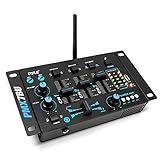 Pyle Wireless DJ Audio Mixer - 3 Channel Bluetooth Compatible DJ Controller Sound Mixer, Mic-Talkover, USB Reader, Dual RCA Phono/Line In, Microphone Input, Headphone Jack, Black