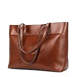 Kattee Vintage Genuine Leather Tote Shoulder Bag for Women Satchel Handbag with Top Handles