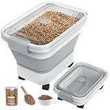 DDMOMMY 20-23 Lbs Dog Food Storage Container, Collapsible Dog Food Container with Transparent Airtight Lid,Multifunctional Pet Food Storage Container for Dog Cat,Rice,Flour,Pet Food Scoop and Dog Bowl