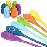 LovesTown 12PCS Spoon Race Game Set, Wooden Egg Balance Game Relay Race Games for Kids Easter Eggs Hunt Game Outdoor Lawn Games