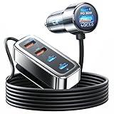 AINOPE Car USB Charger Multi Port, 108W Fast USB C Car Charge PD 36W & QC3.0 Cigarette Lighter Car Travel Essentials for Long Trips Kids with 5FT Cable for iPhone 16 15 Pro Max 14/iPad/Samsung S24