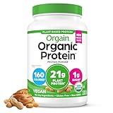 Orgain Organic Vegan Protein Powder, Peanut Butter - 21g Plant Based Protein, 7g Prebiotic Fiber, No Lactose Ingredients, No Added Sugar, Non-GMO, For Shakes & Smoothies, 2.03 lb (Packaging May Vary)