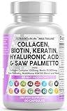 Collagen Pills 1000mg Biotin 10000mcg Keratin Saw Palmetto 2500mg Hyaluronic Acid - Hair Skin and Nails Vitamins and DHT Blocker with Vitamin E Folic Acid Pumpkin Seed MSM - 90 Count