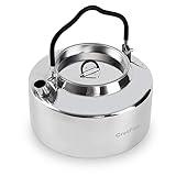 CretFine 304 Stainless Steel Kettle for Camping Campfire Tea Kettle for Boiling Water Openfire Camp Outdoor Bushcraft Tea Pot with Portable Bag, 1.1 Qt