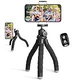 Ubeesize Phone Tripod, Portable and Flexible Tripod with Wireless Remote and Clip, Cell Phone Tripod Stand for Video Recording Black