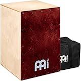 Meinl Percussion Cafe Cajon Box Drum Plus Bag with Snare and Bass Tone for Acoustic Music — Made in Europe — Baltic Birch Wood, Play with Your Hands, 2-Year Warranty, Natural/Wine Red (BC1NTWR)