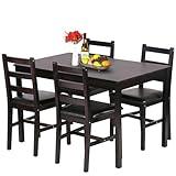 FDW Kitchen Table and Chairs for 4 Dining Room Table Set,Wood Elegant Kitchen Sets for Small Space,Dark Brown