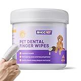 HICC PET Teeth Cleaning Wipes for Dogs & Cats, Remove Bad Breath by Removing Plaque and Tartar Buildup No-Rinse Dog Finger Toothbrush, Disposable Gentle Cleaning & Gum Care Pet Wipes, 50 Counts