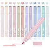 LABUK 12pcs Pastel Highlighters Aesthetic Cute Bible Highlighters and Pens No Bleed, with Mild Assorted Colors, Dry Fast Easy to Hold for Journal Planner Notes School Office Supplies