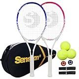 Senston Tennis Rackets for Adults 27 inch Tennis Racquets - 2 Player Tennis Racket Set with 3balls,2 Grips, 2 Vibration Dampers