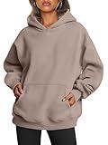 Trendy Queen Womens Oversized Hoodies Fleece Sweatshirts Long Sleeve Sweaters Pullover Fall Outfits CoffeeGrey L