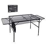 Nice C Grill Table, Outdoor Grill Table, Camping Table, Tailgate Table Adjustable Height & Width, Mesh Bag, Side-Pocket Lightweight, Carry Handle for Outdoor, Picnic, Beach, Indoor