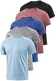 Xelky 4-5 Pack Men's Dry Fit T Shirt Moisture Wicking Athletic Tees Exercise Fitness Activewear Short Sleeves Gym Workout Tops Black/LightGray/LightBlue/Red/DarkBlue M