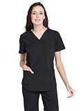 CHEROKEE Workwear Professionals Women Scrubs Top V-Neck WW665, S, Black