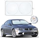 EcoNour Car Windshield Sun Shade | Reflector Sunshade Offers Ultimate Protection for Car Interior | Cool Reflective Sun Blocker Fits Small Sedans, Mini SUVs, & Hatchbacks | Medium (64x32 inches)