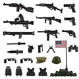 HIMIRICH Military Weapons Pack 24 Pcs U.S. Accessories Kits Toys, Army Equipment Gear WW2 Guns for Boys 6+, Compatible with Mini Figure of Major Brand