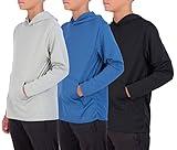 3 Pack: Boys Hoodies Sweatshirts Girls Youth Boy Teen Mesh Dry Fit Long Sleeve Active Athletic Hoodie Sweatshirt Pullover Tops Gym Clothes Workout Wicking Kids Plain Warm Soft Kid -Set 9, L (10/12)