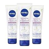 NIVEA Sensitive and Radiant Face and Body Cream for Dry, Sensitive Skin, Vegan Body and Face Moisturizer with Shea Butter and Aloe Vera, 6.8 Oz Tube