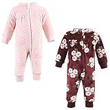 Hudson Baby Womens Plush Jumpsuits Casual Dress, Burgundy Floral, 12-18 Months US