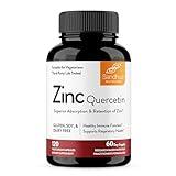 Sandhu’s Zinc Quercetin 120 Vegetarian Capsules – Zinc Supplements for Antioxidant Immune Support Zinc for Men and Women – Gluten, Soy, Dairy Free