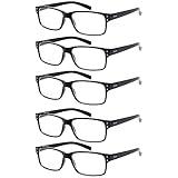 NORPERWIS Reading Glasses 5 Pairs Quality Readers Spring Hinge Glasses for Reading for Men and Women (5 Pack Black, 1.50)