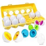 Matching Eggs Easter Egg Toy for Toddlers - Color & Shape Recognition Sorter Puzzle, Early Learning Educational Fine Motor Skill Montessori Geometric Gift for 1 2 3 Year Old Kids Boys Girls (12pcs)