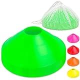 GoSports Premium Sports Cones for Agility Training and Drills - 20 Pack with Tote - Green