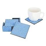 Coasters for Drinks Coffee Tea Cup Pads Table Mat with Coaster Holder for Home,Office,Kitchen,Bar,Bling Crystal Luxury Handmade Diamond (Set of 6) (Dark Blue)