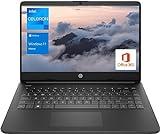 HP Portable Laptop, Student and Business, 14" HD Display, Intel Quad-Core N4120, 4GB DDR4 RAM, 64GB eMMC, 1 Year Office 365, Webcam, SD Card Reader, HDMI, Wi-Fi, Windows 11 Home, Black, KKE Mousepad