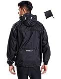 BALEAF Men's Light Running Hiking Rain Jacket Waterproof with Hood Windbreaker Pullover Coats Hoodie Packable Black Size M