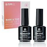 SUNUV Top Coat Base Coat Set, Gel Nail Polish 2 Pack 15ml for Nail Design Manicure UV Nail Lamp No Wipe High Gloss